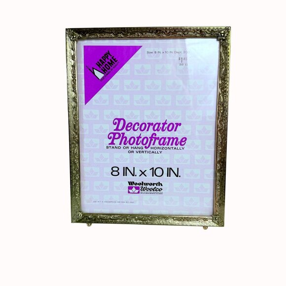 Woolworth Footed Photo Frame VTG Gold Tone Ornate Design Decorator 8 in x 10 in - Picture 12 of 12